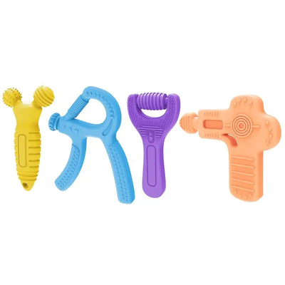 4 PCS Food Grade BPA Gratis Silicone Bayi Molar Teether Mengunyah Mainan untuk 3-24 Bulan Makanan