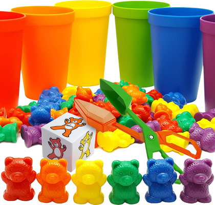 Pengembangan Kecerdasan 71pc Set Rainbow Menghitung Beruang Dengan Piala Penyortiran yang Cocok