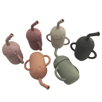 Cangkir Pelatihan Silikon Ramah Lingkungan BPA Gratis Silikon Tanpa Tumpahan Sippy Cup FDA