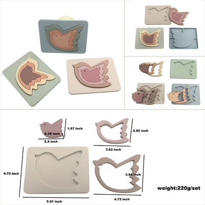 Puzzle Burung Pendidikan Mainan Hewan Silikon Untuk Bayi Bersenang-senang Set 5 pcs