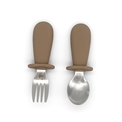 316 Stainless Steel Bayi Silicone Garpu Dan Sendok Set 4,33 Inch Tinggi 1,42 Inch Lebar