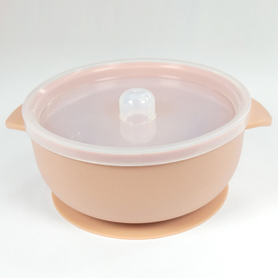 Baby Food Grade Silicone Feeding Bowl Disetujui FDA Dengan Tutup Dan Hisap