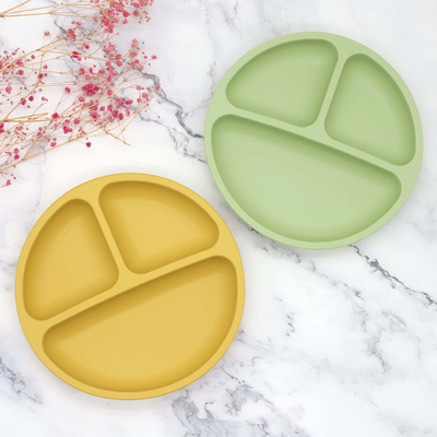 Microwave Safe Divided Spill Proof Safety Silicone Suction Plate Untuk Makan Bayi