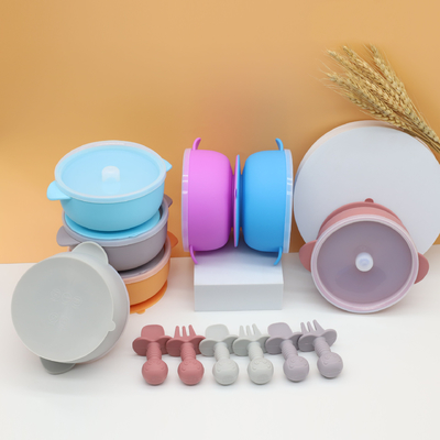 Pencuci Piring Gratis Non Slip Bayi Silicone Suction Bowl Anak-anak Aman Microwave Tersedia