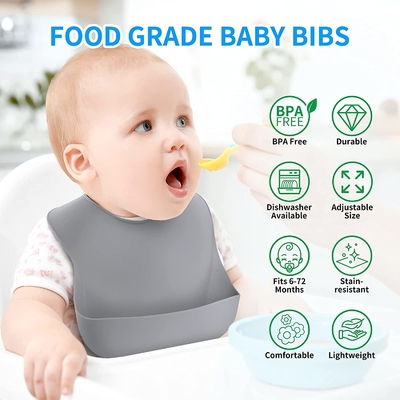 Bebas BPA Tidak Berbahaya Food Grade Silicone Baby Feeding Napkin Aman Dalam Air Mendidih