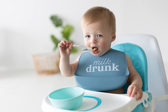 Celemek Silikon Makanan Bayi Padat yang Tahan Lama, Aman Di Sterilisasi