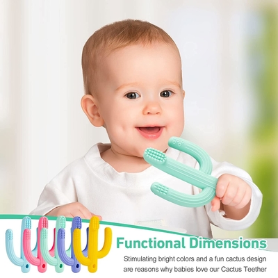 Food Grade Dengan Mudah Membersihkan Mainan Teether Bayi Silikon Padat Aman Di Mesin Pencuci Piring