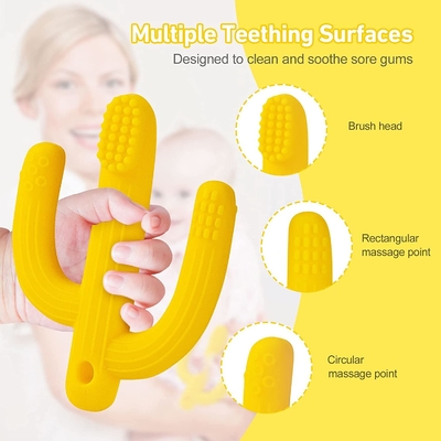 Food Grade Dengan Mudah Membersihkan Mainan Teether Bayi Silikon Padat Aman Di Mesin Pencuci Piring