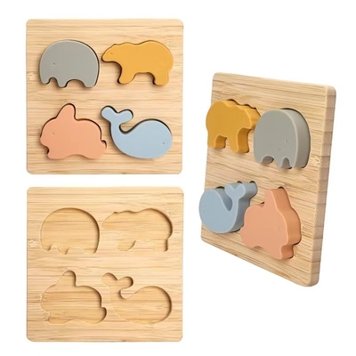 Prasekolah Belajar Pendidikan Sensorik Silikon Hewan Bentuk Puzzle Mainan untuk Balita Mainan