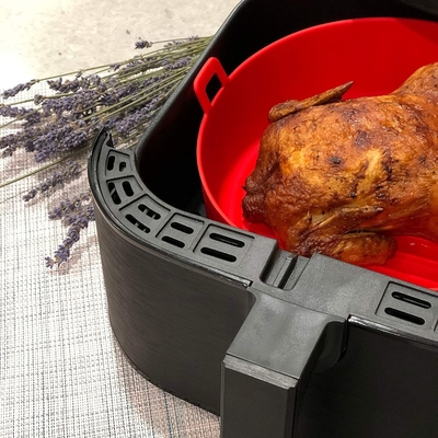 Kustomisasi Logo Mudah Dibersihkan Air Fryer Silicone Pot Aman dalam Air Mendidih