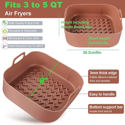 Bebas BPA FDA Disetujui Kemasan Disesuaikan Air Fryer Silicone Accessory Aman di Mesin Pencuci Piring