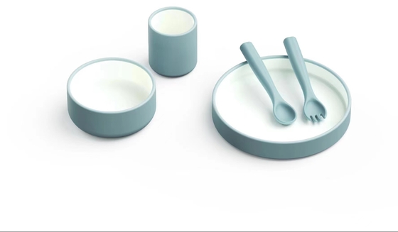 Set Makan Bayi Silikon Warna Kontras yang Baru Dirancang untuk Makan Malam