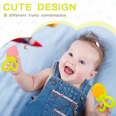 Kemasan Daur Ulang Tahan Lama, Teethers Bayi Silikon yang Disesuaikan untuk Eksplorasi Sensorik