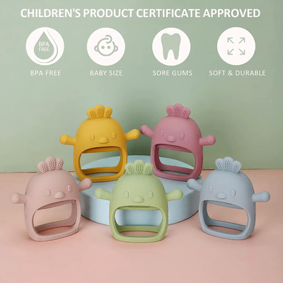 Mudah Dibersihkan Teether Bayi Silikon yang Disetujui FDA yang Baru Dirancang Aman dalam Air Mendidih