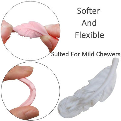 BPA Gratis Mudah Dibersihkan Sensory Silicone Feather Chewy Necklaces for Kids