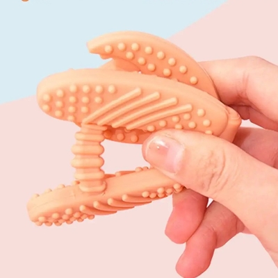 4 PCS Food Grade BPA Gratis Silicone Bayi Molar Teether Mengunyah Mainan untuk 3-24 Bulan Makanan