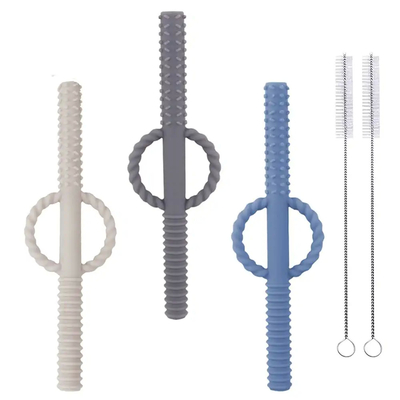 3 Pcs Mencegah Menelan Desain Tabung Teether Bayi Silikon untuk Bayi