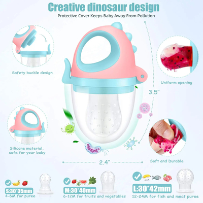 Lucu 100% BPA Gratis Food Grade Silicone Teether Dinosaurus Set Untuk Bayi Baru Lahir