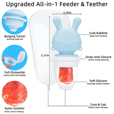 Mainan Teether Silikon Bayi Bebas Bocor Portabel, Teether Buah Jala Makanan