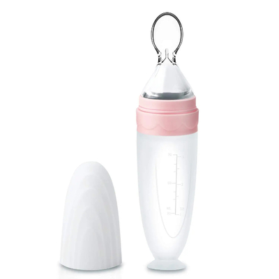 Pengumpan Sendok Squeeze Silicone Sealing Kuat Untuk Pengeluaran Dan Pemberian Makanan Bayi