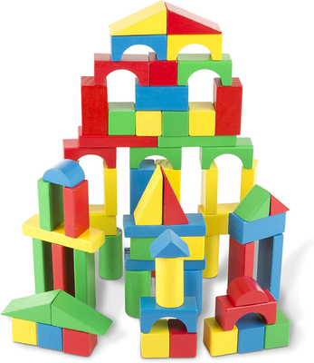100 Blok Dalam 4 Warna Dan 9 Bentuk Blok Bangunan Kayu Set Untuk Pendidikan Bayi