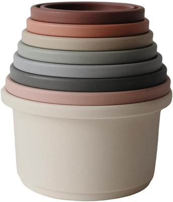 Mainan Pendidikan Tahan Lama Food Grade Silicone Stacking Cups Untuk Balita