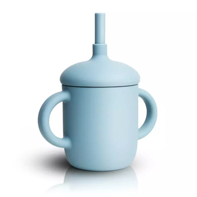 BPA Free Silicone Straw Sippy Cup Spill Proof 4oz With Handle Lid