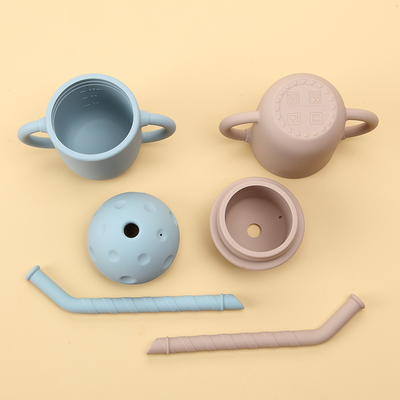 Tutup Anti Bocor Silicone Straw Cup Double Handle 5oz Kids For Baby Over 6 Month