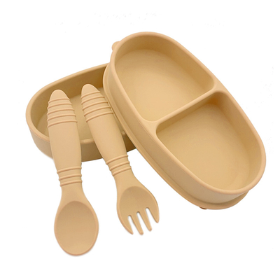 100% Kualitas makanan silikon Sayang Cutlery 2 In 1 Bento Lunch Box Dengan Sendok Dan Garpu