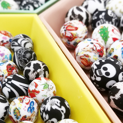 Kunyah Leopard Print silikon Beads 12mm silikon Beads DIY Mainan Bayi