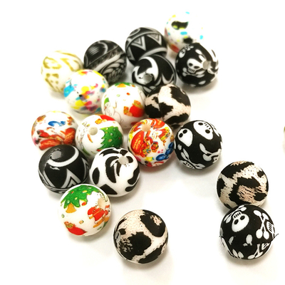 Kunyah Leopard Print silikon Beads 12mm silikon Beads DIY Mainan Bayi