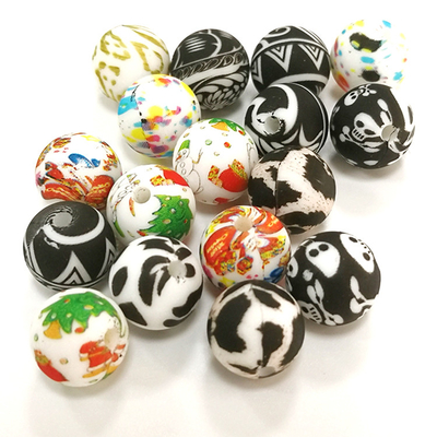 Kunyah Leopard Print silikon Beads 12mm silikon Beads DIY Mainan Bayi