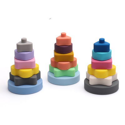 CE Pendidikan silikon Stacking Toys Blok Bangunan Kreatif SGS Untuk Anak-Anak