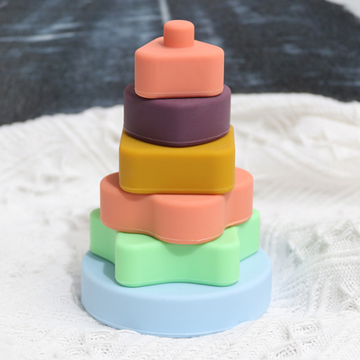 CE Pendidikan silikon Stacking Toys Blok Bangunan Kreatif SGS Untuk Anak-Anak