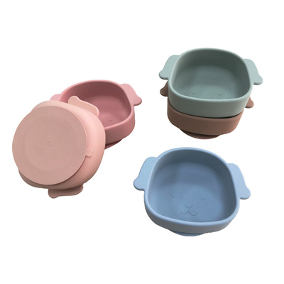 FDA Eco Friendly Weaning silikon Sayang Feeding mangkuks Dengan Hisap Bawah