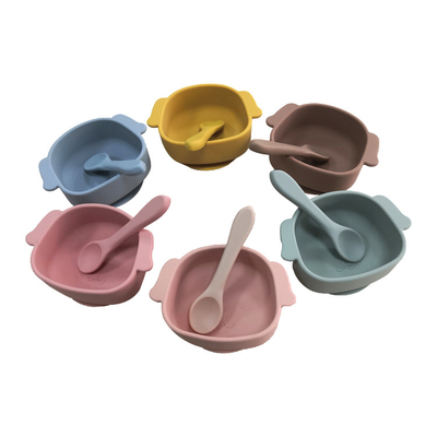 FDA Eco Friendly Weaning silikon Sayang Feeding mangkuks Dengan Hisap Bawah