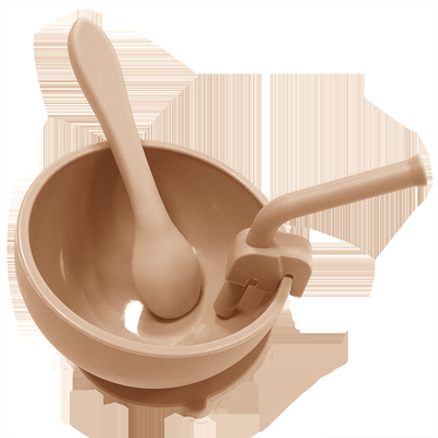 BPA Bebas Sayang silikon Products Pengisapan Feeding mangkuk Dengan Sendok Dan Sedotan 10.5cm
