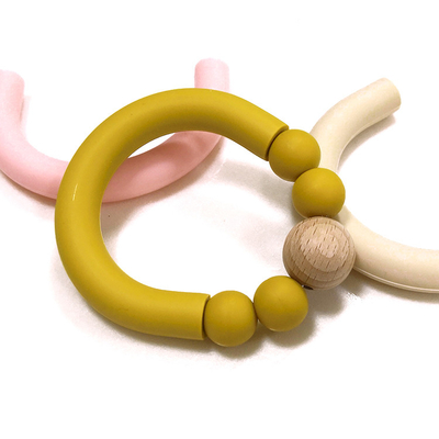 Manik-manik Silikon Tahan Panas Teether Bayi Mengunyah Manik-manik Cincin Tumbuh Gigi 25g