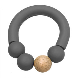 Balita silikon Beads Teether BPA Bebas Teething Rings Logo Disesuaikan