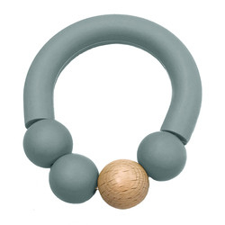 Balita silikon Beads Teether BPA Bebas Teething Rings Logo Disesuaikan