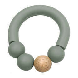 Balita silikon Beads Teether BPA Bebas Teething Rings Logo Disesuaikan