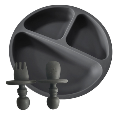 Non Slip Balita Silikon Piring Terbagi BPA Bebas silikon Grip Dish Dengan Sendok