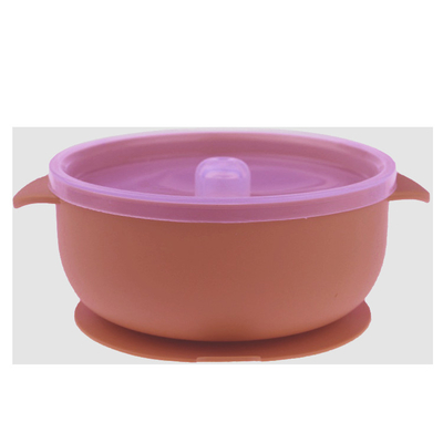 Multi Colored BPA Bebas Kids silikon mangkuk Microwave Safe 400ml With Sucker