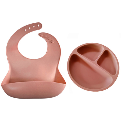 Berkelanjutan Multicolor Sayang silikon Bucket Bibs Mengatur Alat Makan Silikon Gratis BPA