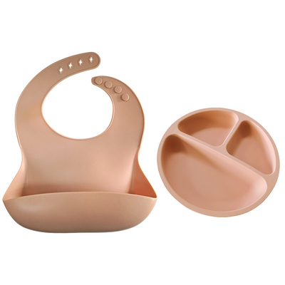 Berkelanjutan Multicolor Sayang silikon Bucket Bibs Mengatur Alat Makan Silikon Gratis BPA
