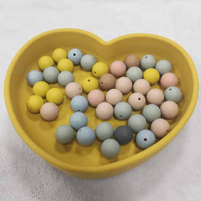 Manik-manik Silikon Multicolor Teether Bulat silikon Teething Beads Massal OEM
