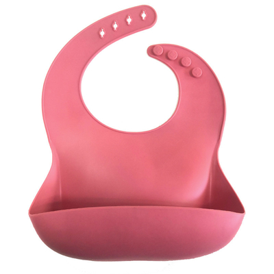 29x23cm Bib Bayi Silikon Lembut Bebas Phthalate yang Dapat Dicuci Dengan Saku Penangkap