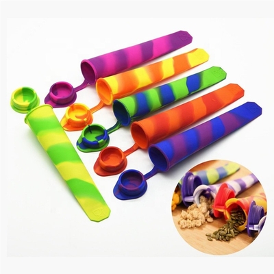 6 Pcs Cetakan Es Silikon Warna-warni 7.5 * 1.6in cetakan tiang es Dengan Tutup Terlampir