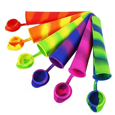 6 Pcs Cetakan Es Silikon Warna-warni 7.5 * 1.6in cetakan tiang es Dengan Tutup Terlampir