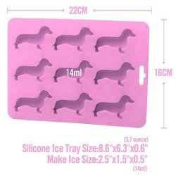 Hewan silikon Ice Mold Anjing Berbentuk Ice Cube Tray 22X16X1.5cm FDA